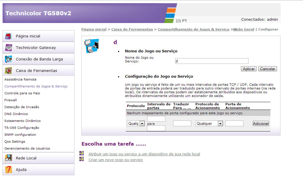 Como liberar portas do modem TG 580